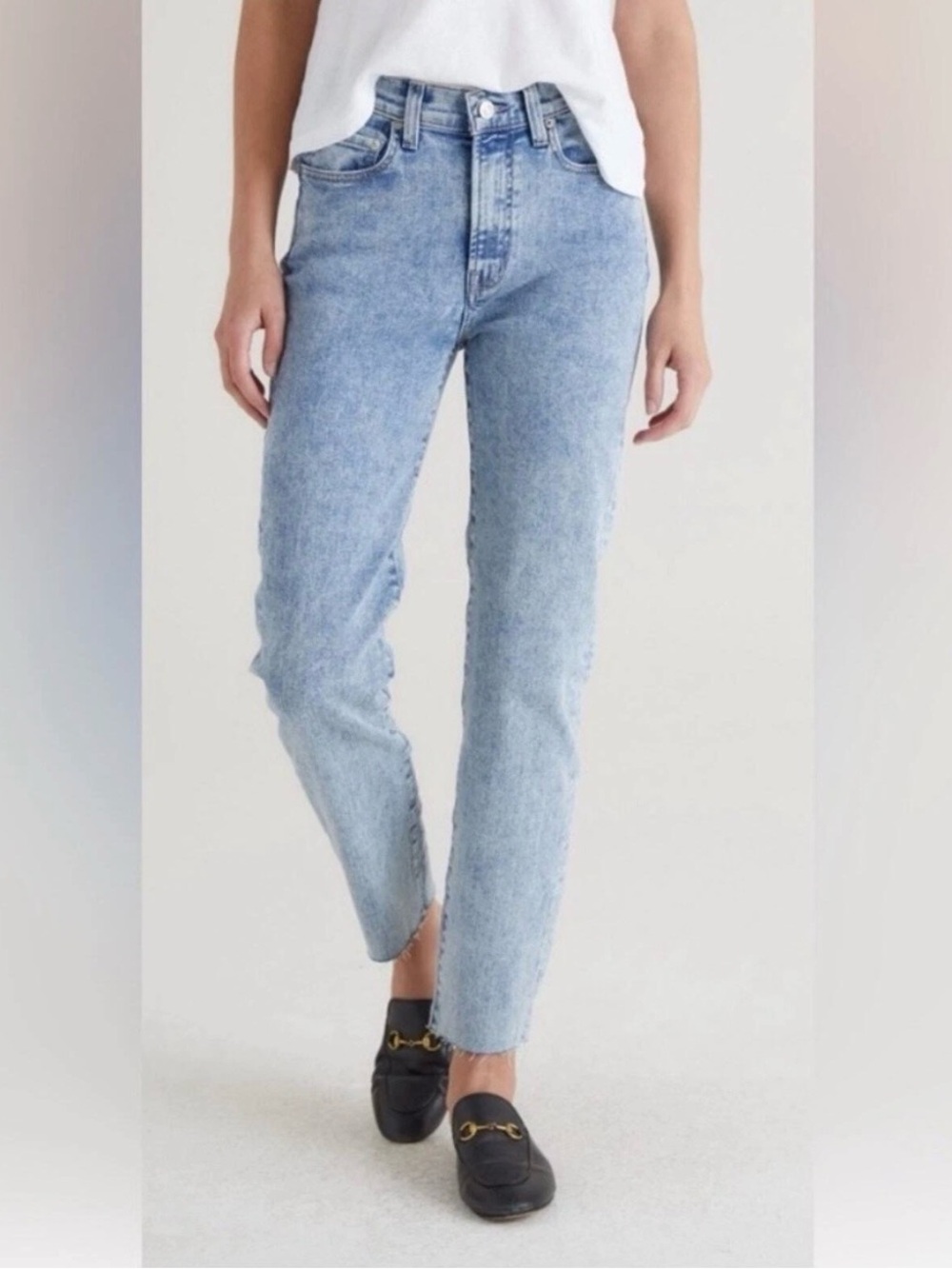 EDWIN BREE Cosmic Straight Leg Ankle Raw Hem Jean 24 Cotton Comfort Acid Wash